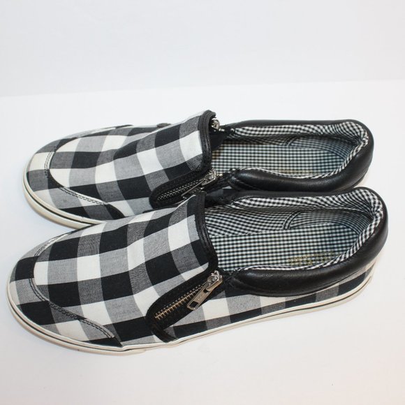 RALPH LAUREN Checked Gingham Black White Slip On - Picture 9 of 11